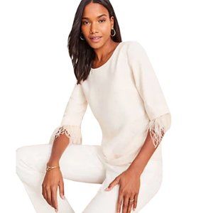 ANN TAYLOR Feathered Cuff Top size 0